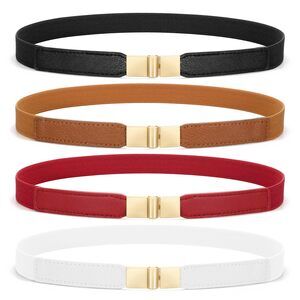 8592 4 Pack Women Skinny Elastic Belt, Ladies Stretch Belt For Dresses